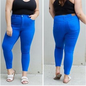 Judy Blue High Waisted Control Top Dyed Skinny Jeans In Cobalt sz 16w